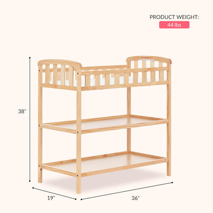 Emily Changing Table with Two Storage Shelves, White