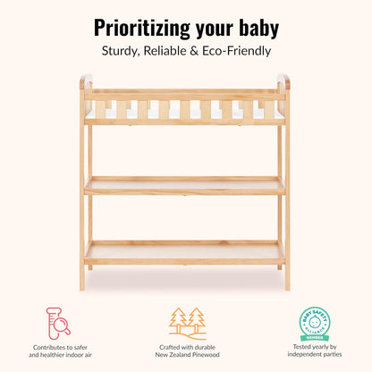 Emily Changing Table with Two Storage Shelves, White