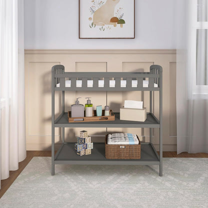 Emily Changing Table with Two Storage Shelves, White