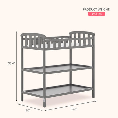 Emily Changing Table with Two Storage Shelves, White