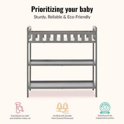 Emily Changing Table with Two Storage Shelves, White