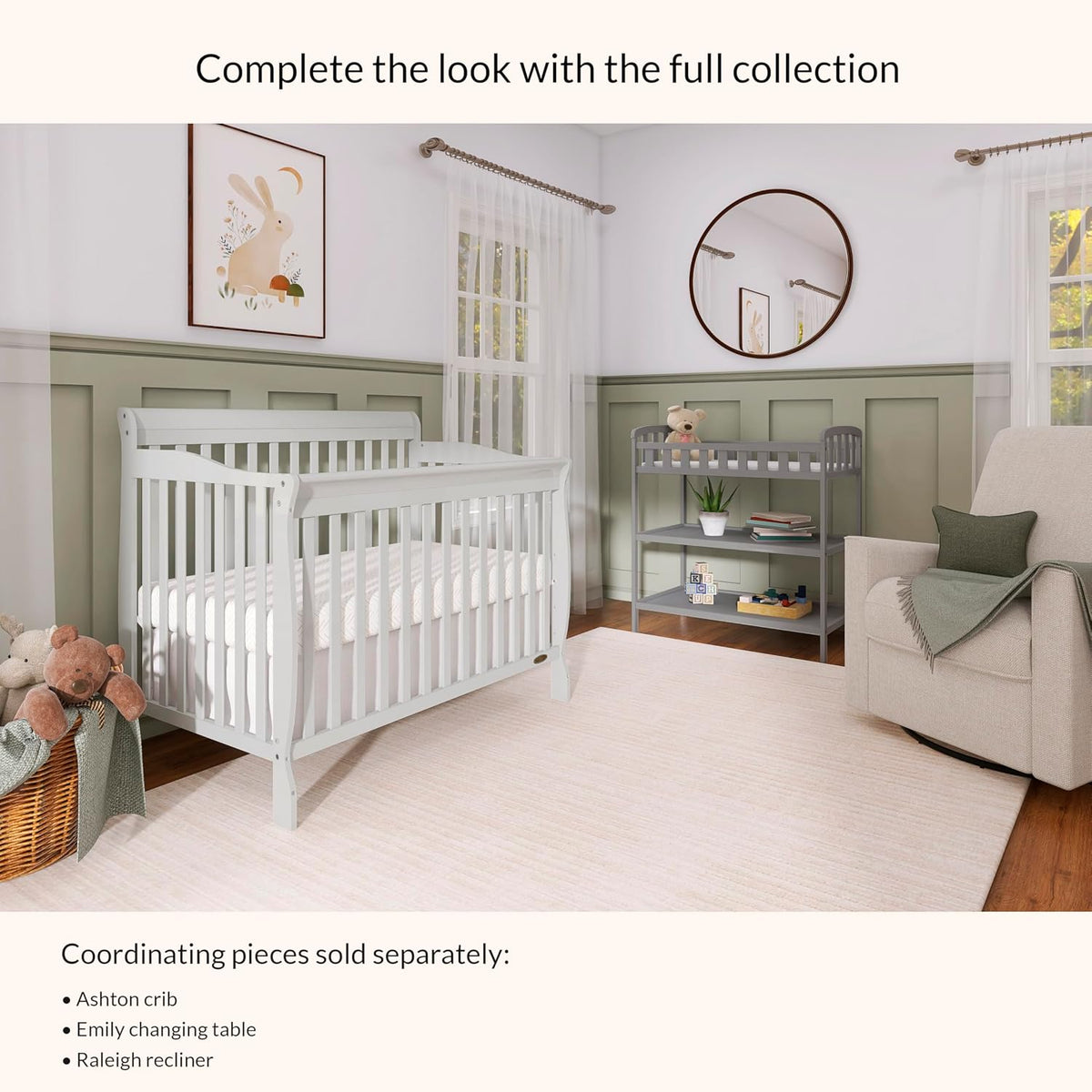 Emily Changing Table with Two Storage Shelves, White