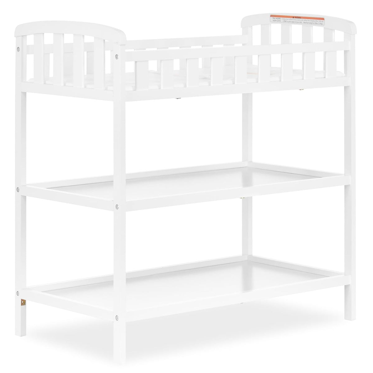 Emily Changing Table with Two Storage Shelves, White