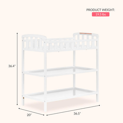 Emily Changing Table with Two Storage Shelves, White