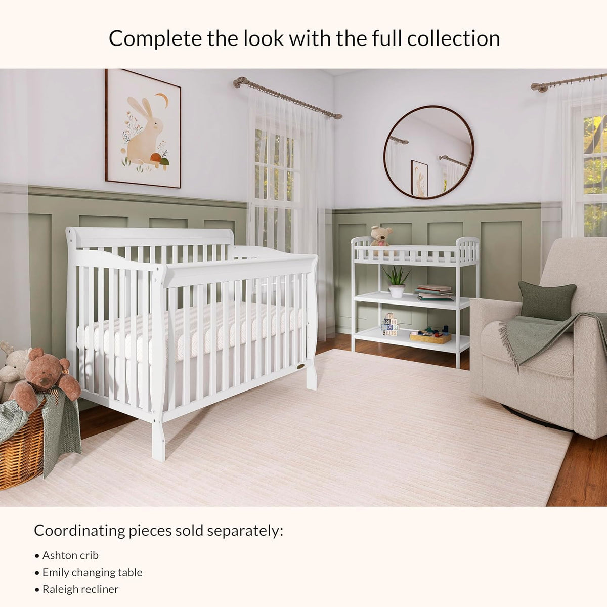 Emily Changing Table with Two Storage Shelves, White