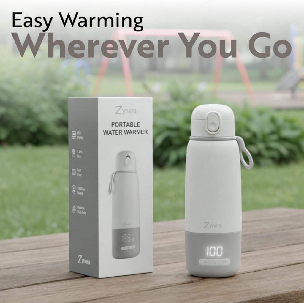 Portable Bottle Warmer - 350ml capasity - with Dual Power - 10000mAh Rechargeable - Fast Heating in 8 Minutes - Adjustable 98–122°F - Leak Proof - 316L Stainless Steel for Travel & Home