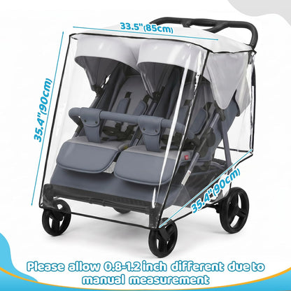 Double Stroller Rain Cover for Side by Side Stroller, Universal Fit, Clear