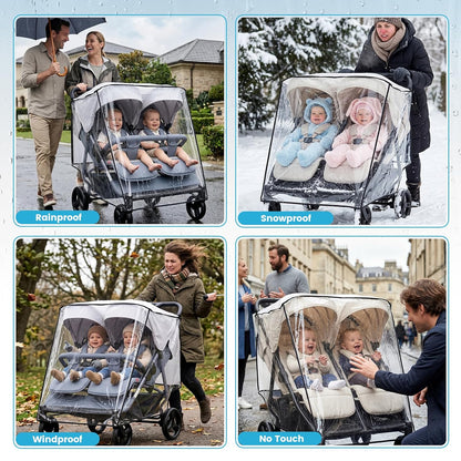 Double Stroller Rain Cover for Side by Side Stroller, Universal Fit, Clear