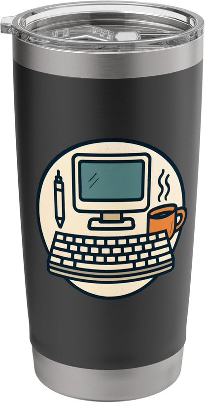 Desk Productivity - Keyboard, Pencil & Monitor Illustration Stainless Steel Insulated Tumbler
