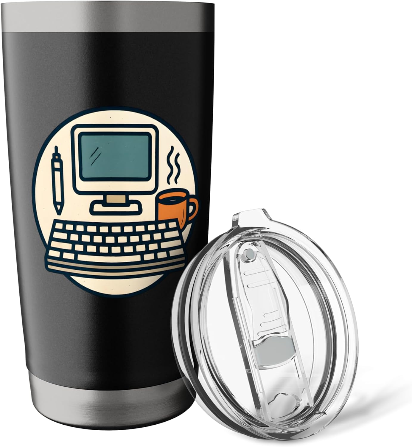 Desk Productivity - Keyboard, Pencil & Monitor Illustration Stainless Steel Insulated Tumbler