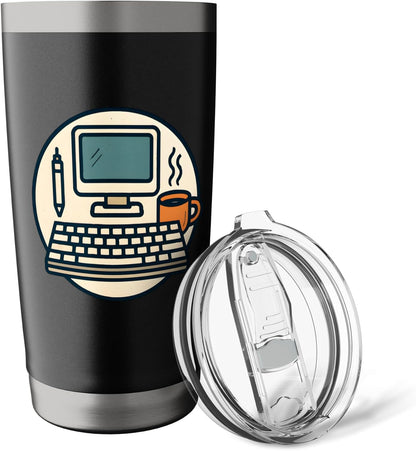 Desk Productivity - Keyboard, Pencil & Monitor Illustration Stainless Steel Insulated Tumbler