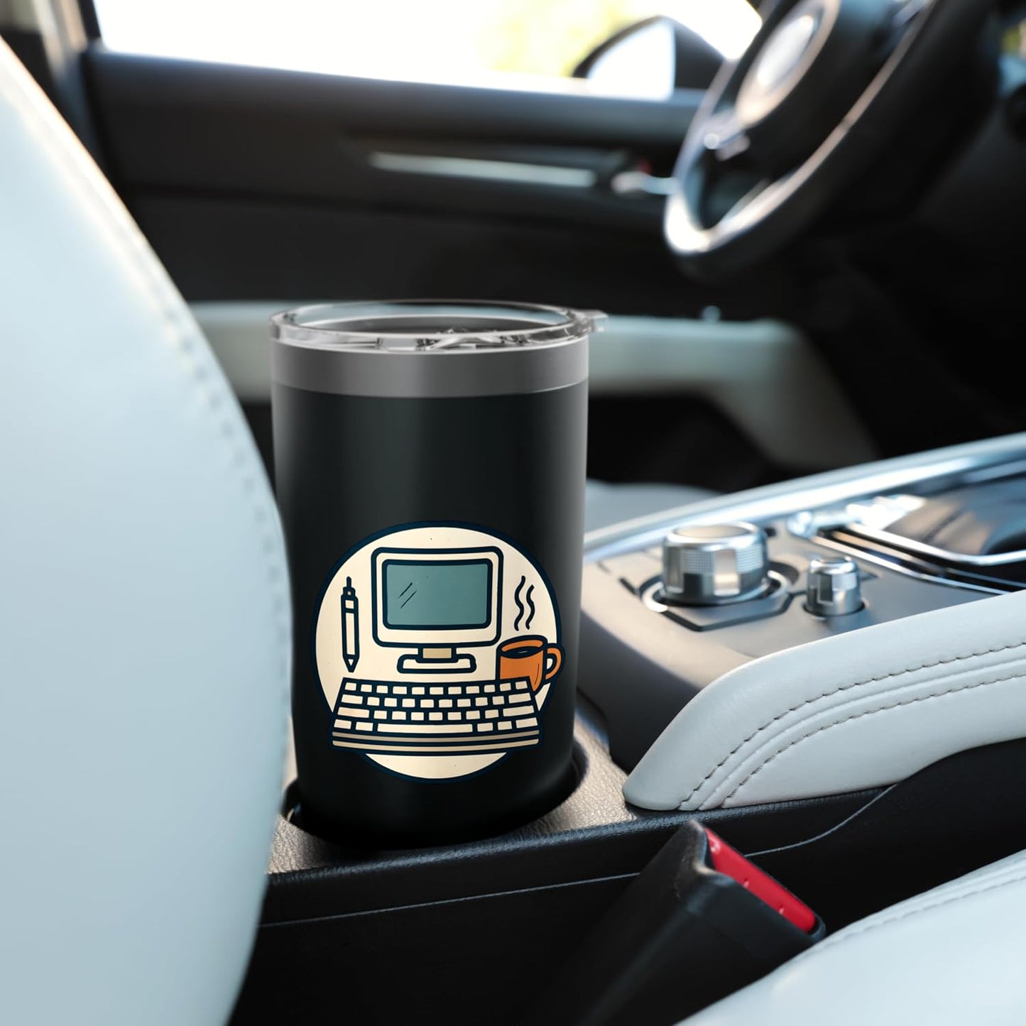 Desk Productivity - Keyboard, Pencil & Monitor Illustration Stainless Steel Insulated Tumbler