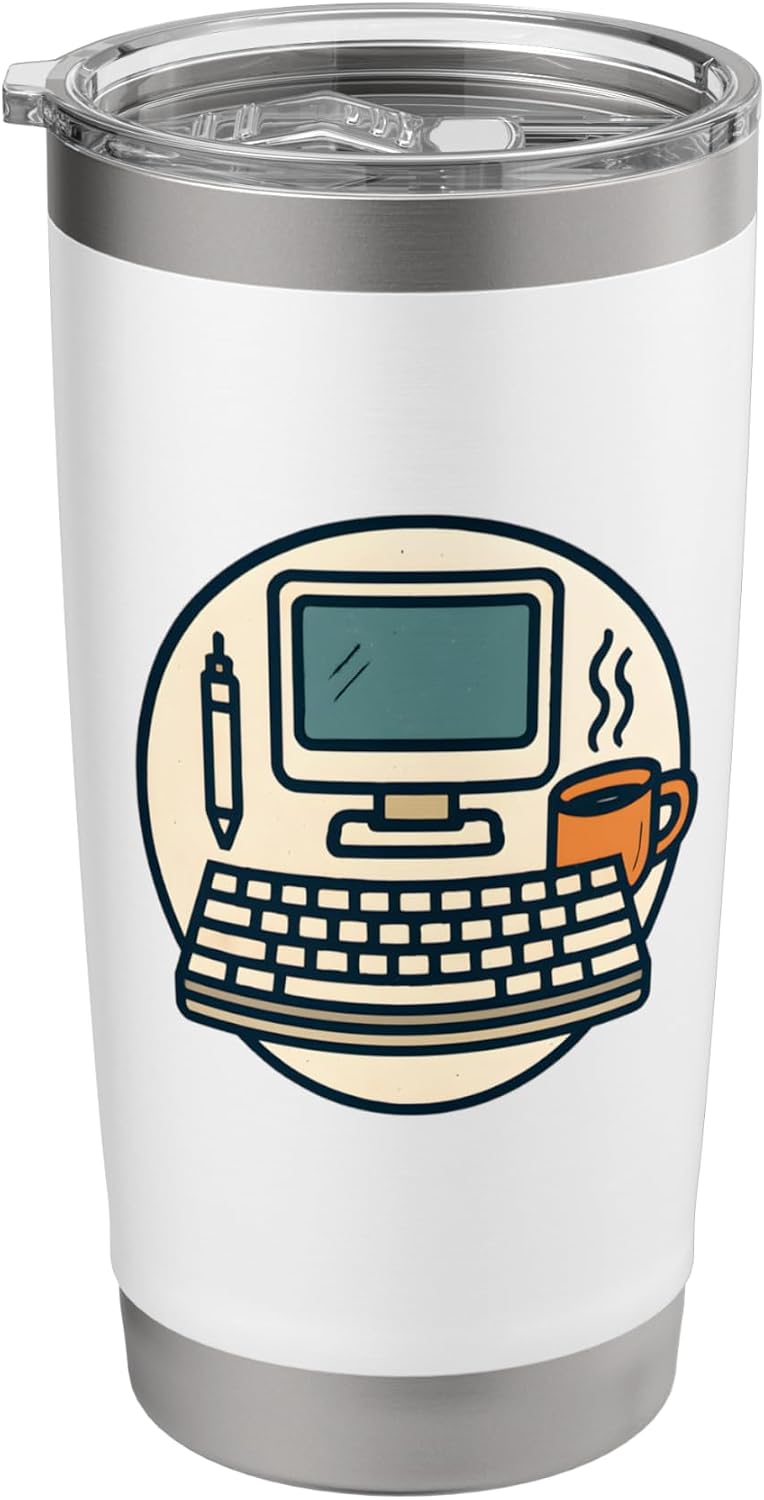 Desk Productivity - Keyboard, Pencil & Monitor Illustration Stainless Steel Insulated Tumbler