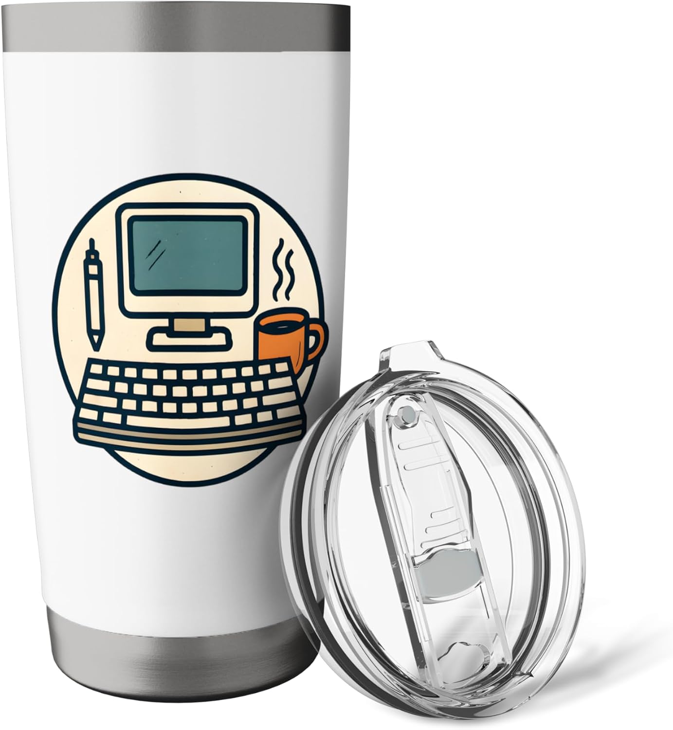 Desk Productivity - Keyboard, Pencil & Monitor Illustration Stainless Steel Insulated Tumbler