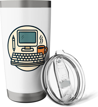 Desk Productivity - Keyboard, Pencil & Monitor Illustration Stainless Steel Insulated Tumbler