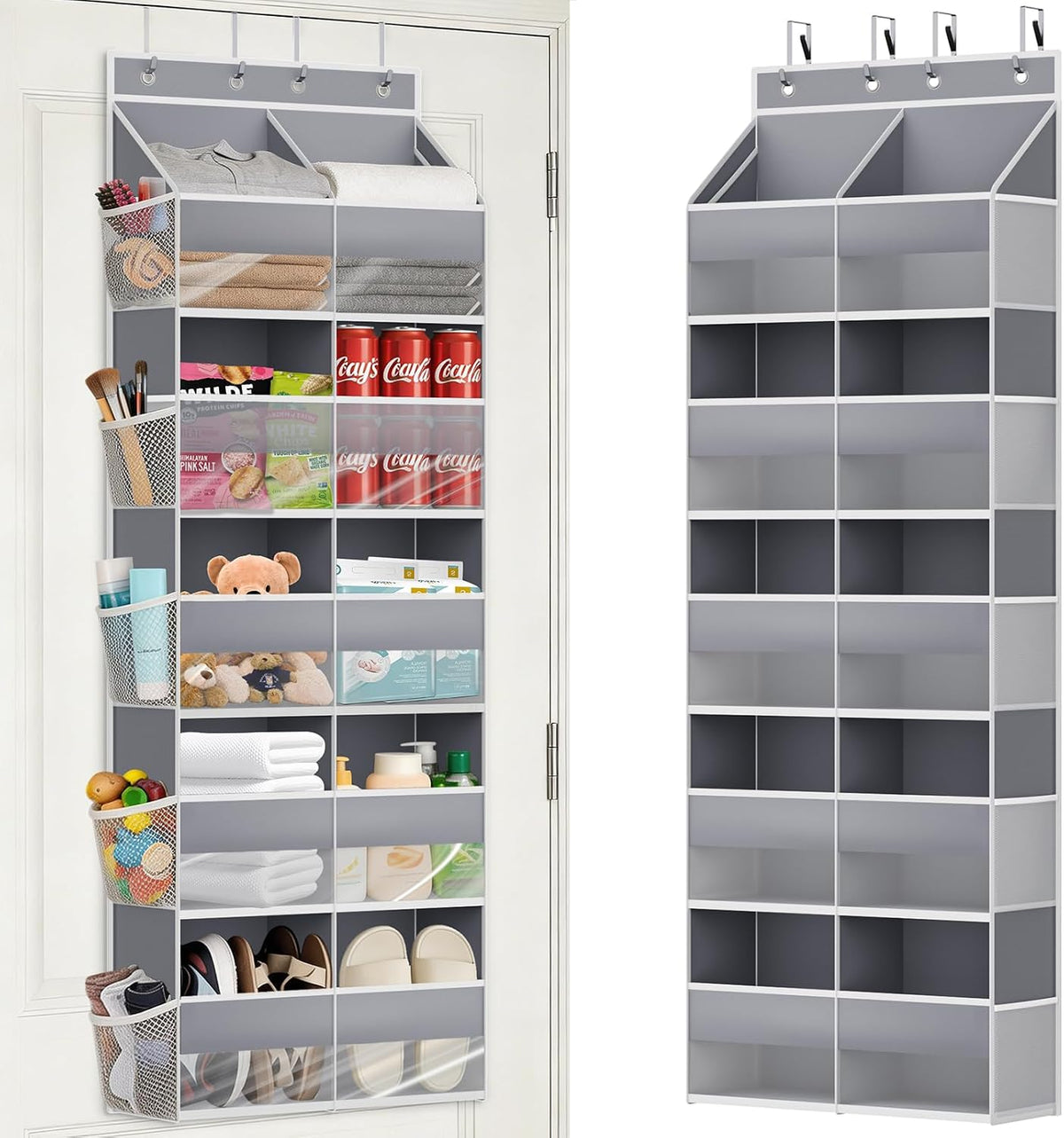 Over The Door Storage Organizer 5 Tiers Extra Large Heavy Duty Oxford Gray