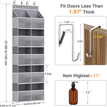 Over The Door Storage Organizer 5 Tiers Extra Large Heavy Duty Oxford Gray