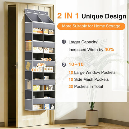 Over The Door Storage Organizer 5 Tiers Extra Large Heavy Duty Oxford Gray