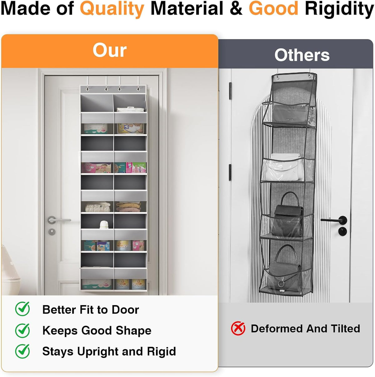 Over The Door Storage Organizer 5 Tiers Extra Large Heavy Duty Oxford Gray