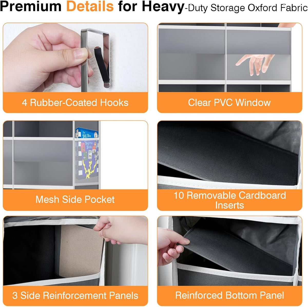 Over The Door Storage Organizer 5 Tiers Extra Large Heavy Duty Oxford Gray