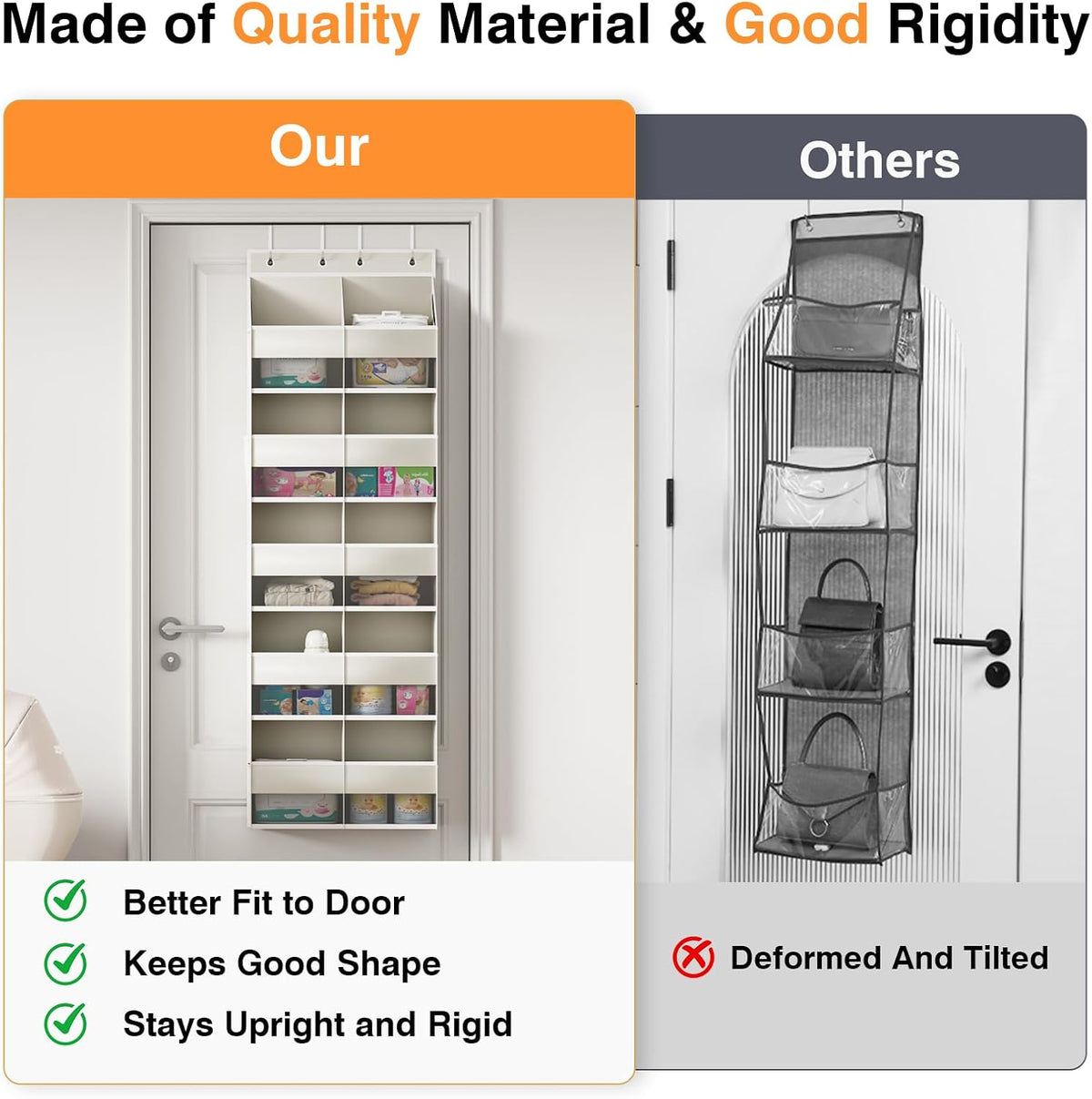 Over The Door Storage Organizer 5 Tiers Extra Large Heavy Duty Oxford Gray