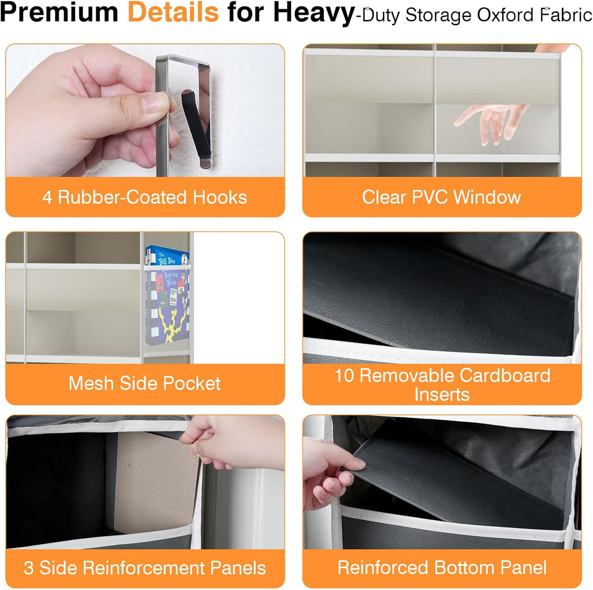 Over The Door Storage Organizer 5 Tiers Extra Large Heavy Duty Oxford Gray