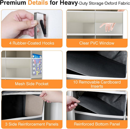 Over The Door Storage Organizer 5 Tiers Extra Large Heavy Duty Oxford Gray