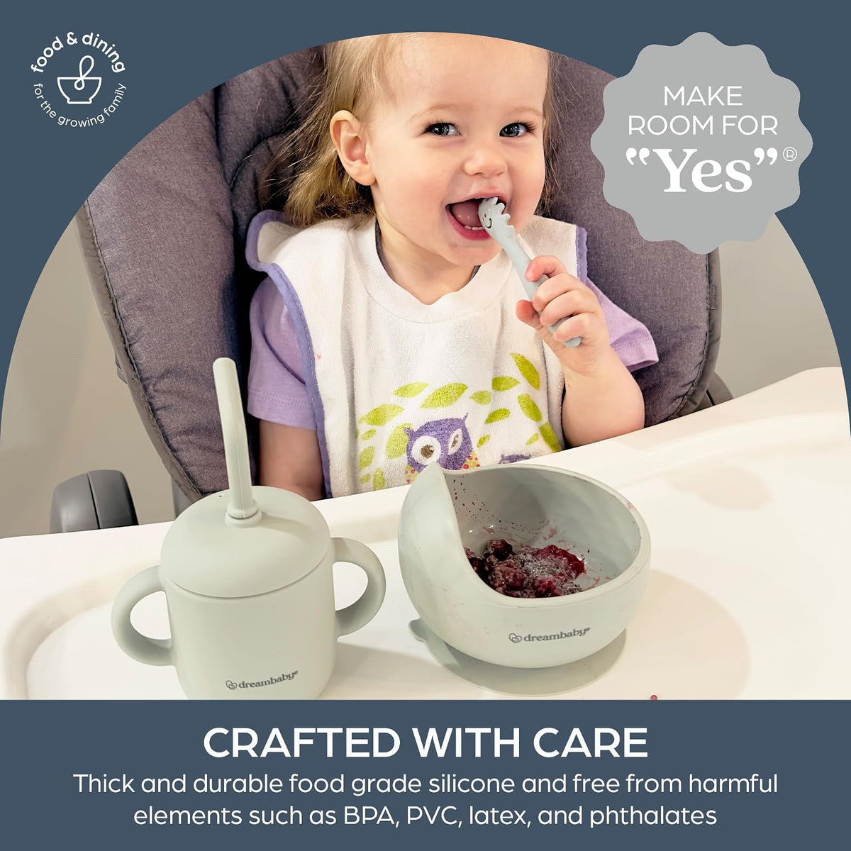 Mess-Free Toddler Silicone Meal Set: Suction Bowl, Cutlery + Snack/Drink Cup, 6 Piece Set