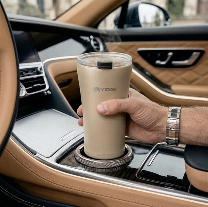 YOGI Elements 16oz Tumbler - Sandstone | Ceramic lined, no metallic taste, BPA free leakproof lid, fits most cupholders, cold 24 hrs hot 4 hrs, allergy safe
