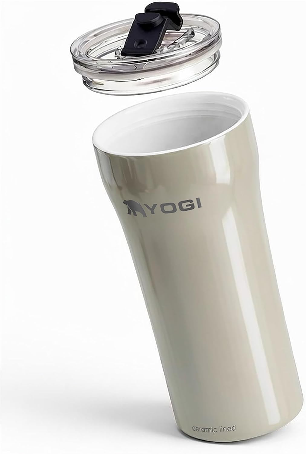 YOGI Elements 16oz Tumbler - Sandstone | Ceramic lined, no metallic taste, BPA free leakproof lid, fits most cupholders, cold 24 hrs hot 4 hrs, allergy safe