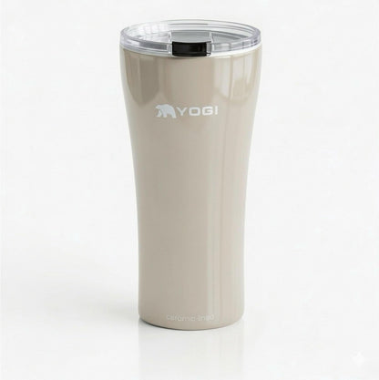 YOGI Elements 16oz Tumbler - Sandstone | Ceramic lined, no metallic taste, BPA free leakproof lid, fits most cupholders, cold 24 hrs hot 4 hrs, allergy safe