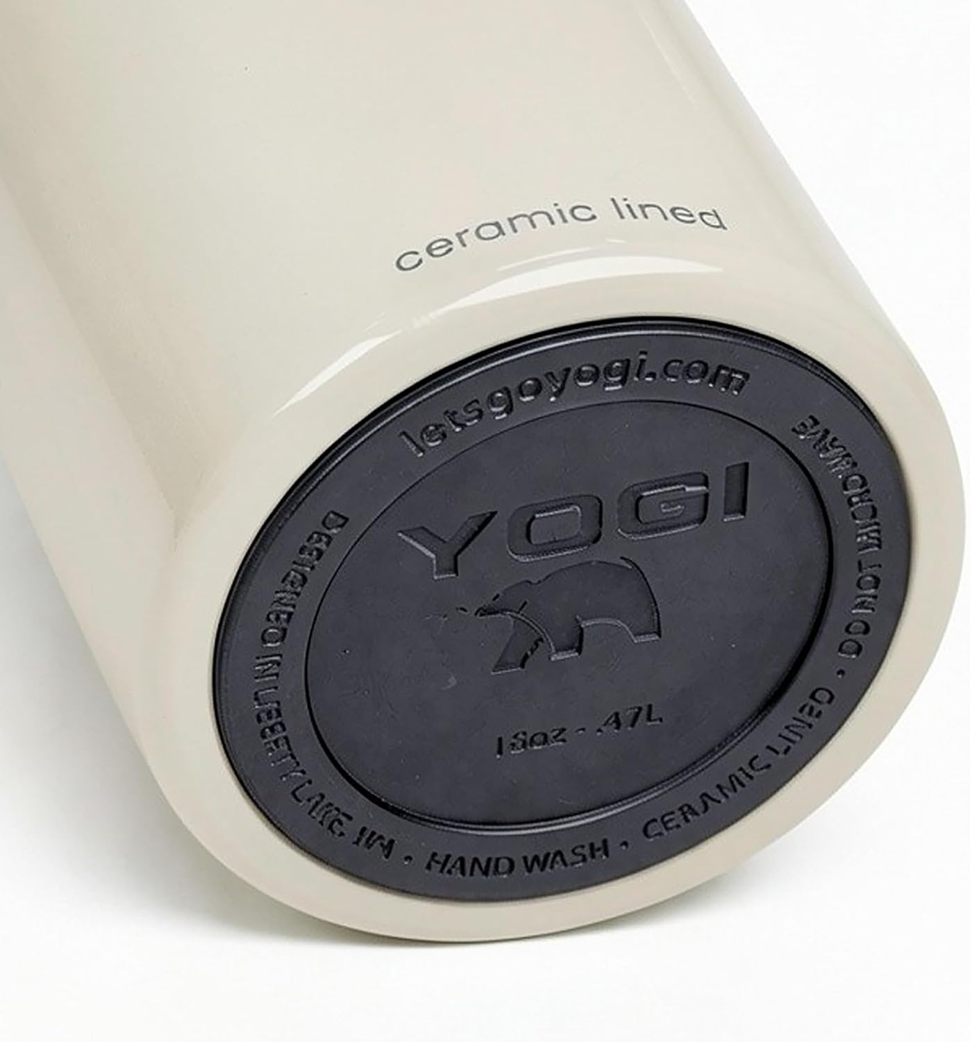 YOGI Elements 16oz Tumbler - Sandstone | Ceramic lined, no metallic taste, BPA free leakproof lid, fits most cupholders, cold 24 hrs hot 4 hrs, allergy safe