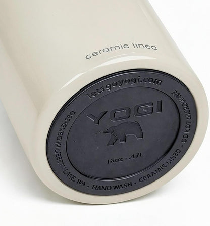 YOGI Elements 16oz Tumbler - Sandstone | Ceramic lined, no metallic taste, BPA free leakproof lid, fits most cupholders, cold 24 hrs hot 4 hrs, allergy safe