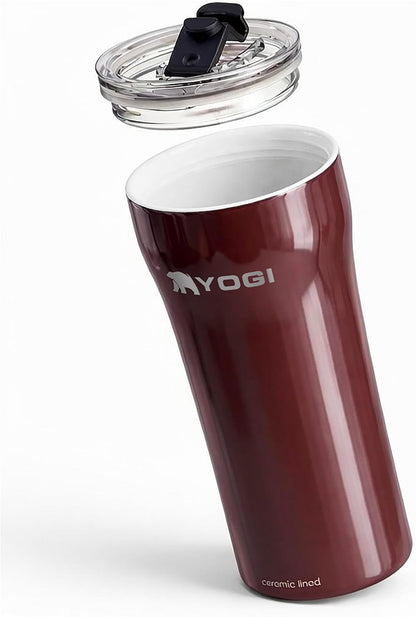 YOGI Elements 16oz Tumbler - Sandstone | Ceramic lined, no metallic taste, BPA free leakproof lid, fits most cupholders, cold 24 hrs hot 4 hrs, allergy safe