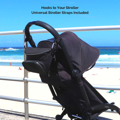 Fanny Pack Diaper Bag - with Baby Changing Pad & Waterproof Wipes Pocket - Stroller Organizer Black