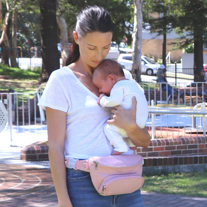Fanny Pack Diaper Bag - with Baby Changing Pad & Waterproof Wipes Pocket - Stroller Organizer Black
