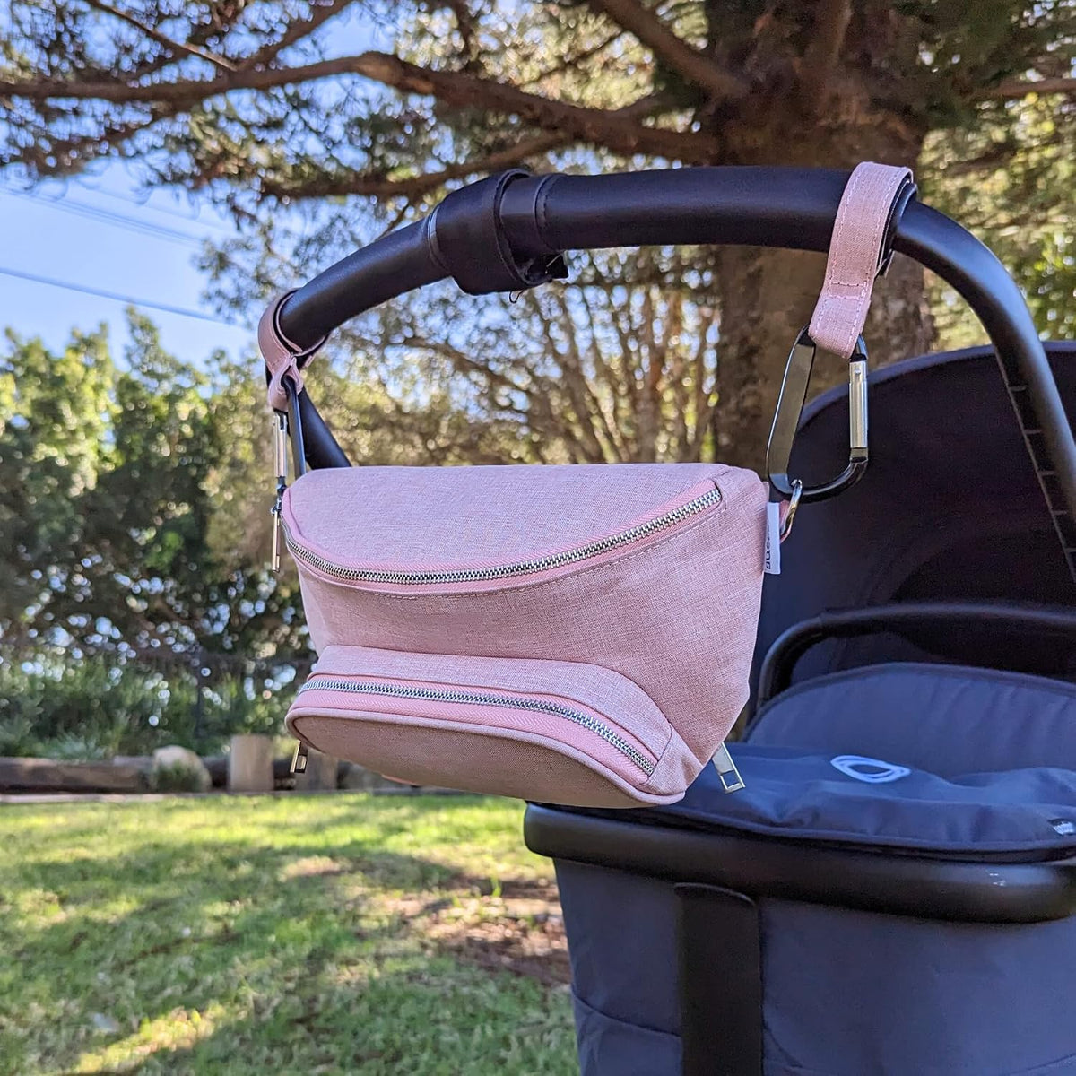 Fanny Pack Diaper Bag - with Baby Changing Pad & Waterproof Wipes Pocket - Stroller Organizer Black
