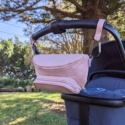 Fanny Pack Diaper Bag - with Baby Changing Pad & Waterproof Wipes Pocket - Stroller Organizer Black