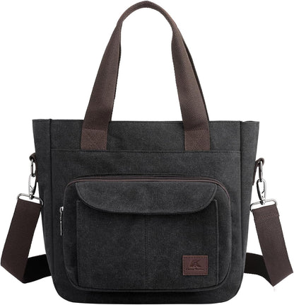 Women's Canvas Tote Purse Casual Shoulder Crossbody Bags Small Handbag, Multi-pocket Top Handle Work Bag