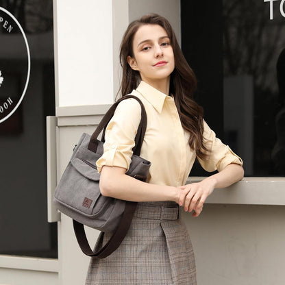 Women's Canvas Tote Purse Casual Shoulder Crossbody Bags Small Handbag, Multi-pocket Top Handle Work Bag