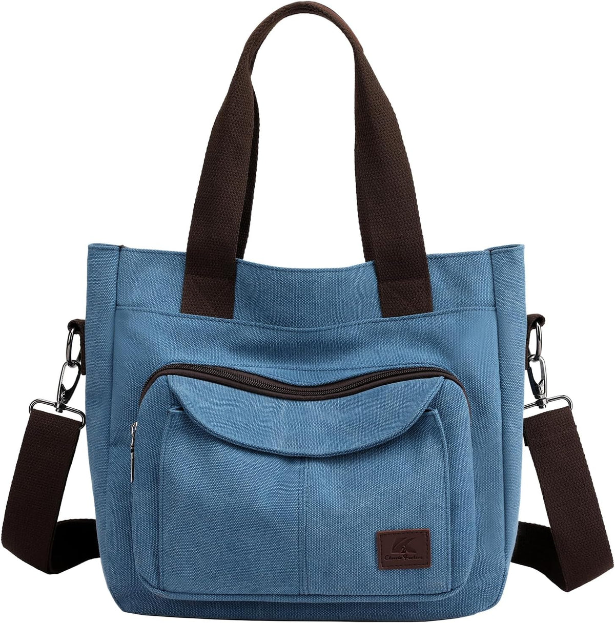 Women's Canvas Tote Purse Casual Shoulder Crossbody Bags Small Handbag, Multi-pocket Top Handle Work Bag