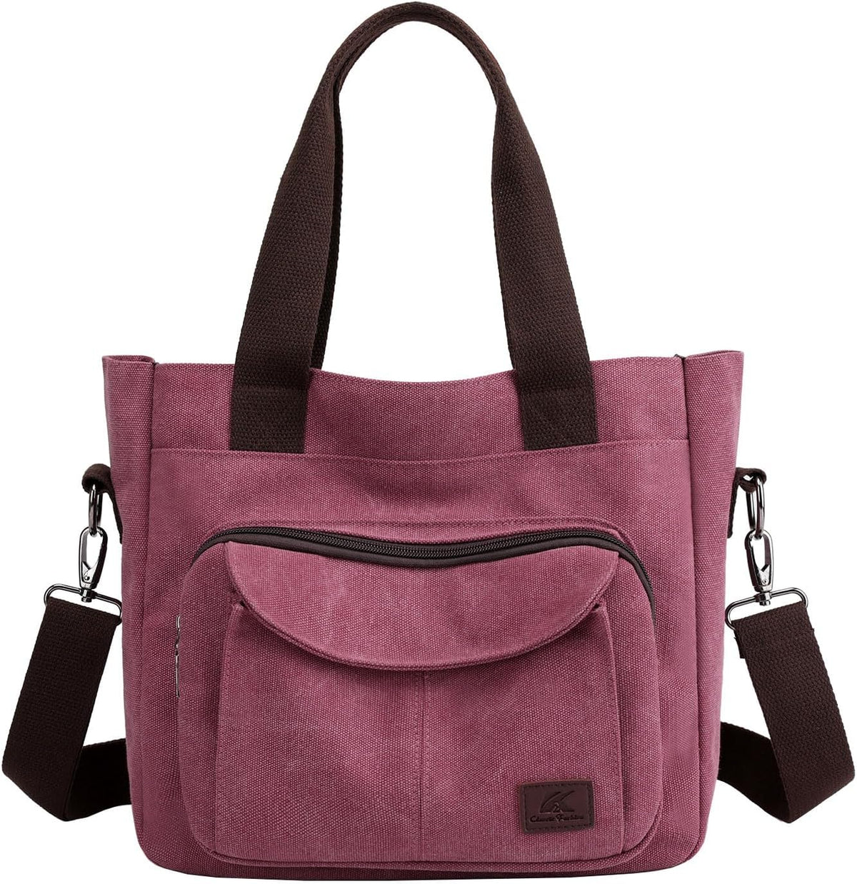 Women's Canvas Tote Purse Casual Shoulder Crossbody Bags Small Handbag, Multi-pocket Top Handle Work Bag