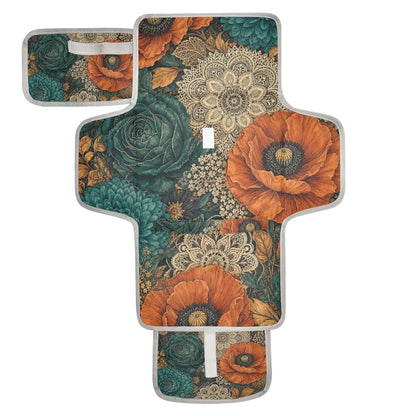 Watercolor Flower Design Portable Diaper Changing Pad Nursery