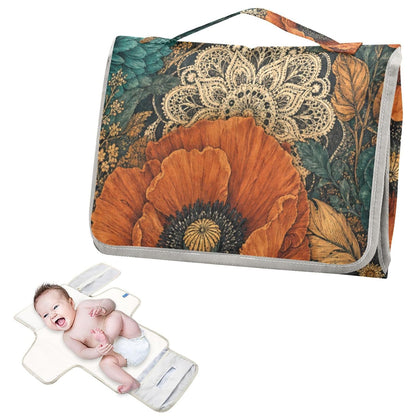 Watercolor Flower Design Portable Diaper Changing Pad Nursery