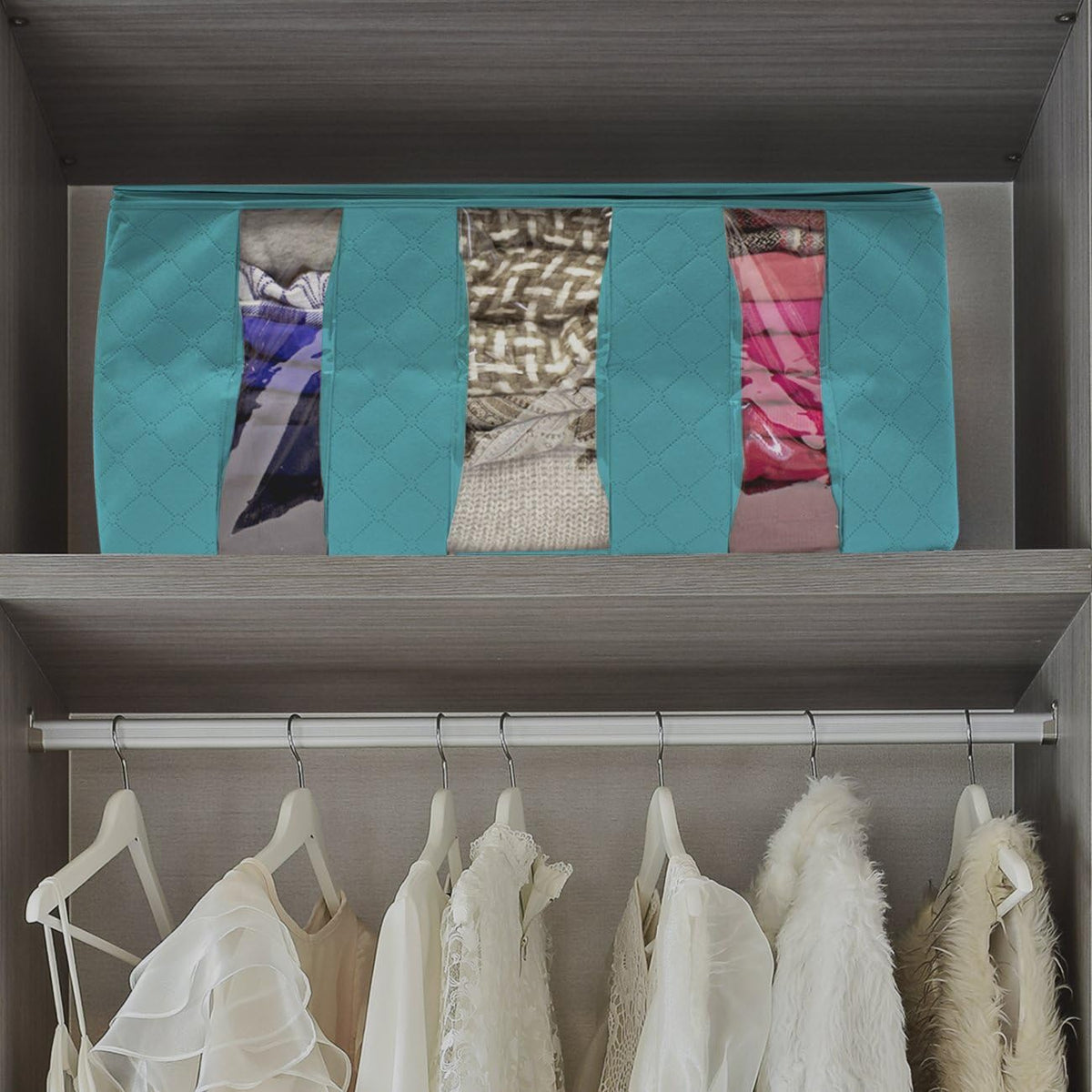 Foldable Storage Bag Organizers, 3 Sections, Great for Clothes, Blankets, Closets, Bedrooms, and More