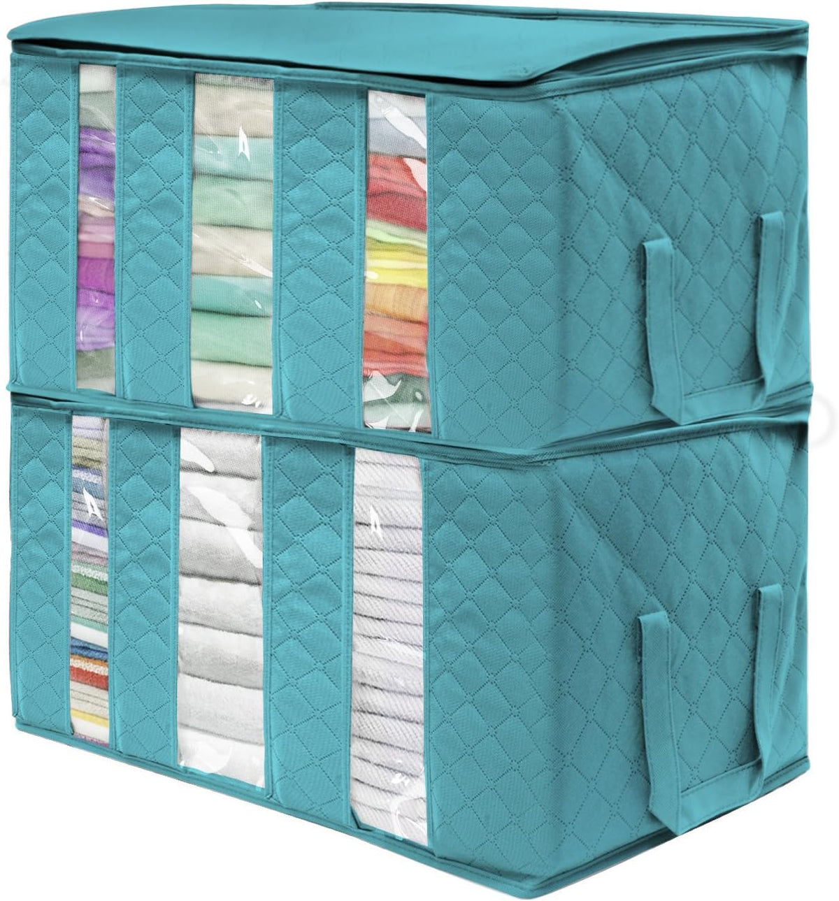 Foldable Storage Bag Organizers, 3 Sections, Great for Clothes, Blankets, Closets, Bedrooms, and More