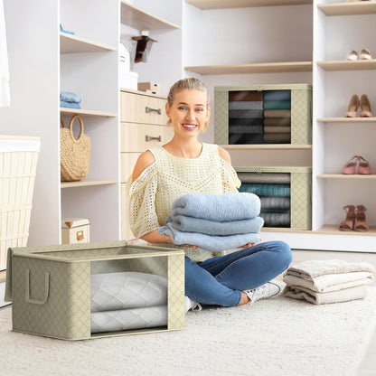 Foldable Storage Bag Organizers, 3 Sections, Great for Clothes, Blankets, Closets, Bedrooms, and More