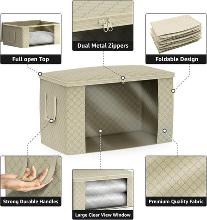 Foldable Storage Bag Organizers, 3 Sections, Great for Clothes, Blankets, Closets, Bedrooms, and More