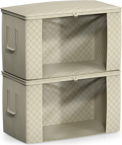 Foldable Storage Bag Organizers, 3 Sections, Great for Clothes, Blankets, Closets, Bedrooms, and More