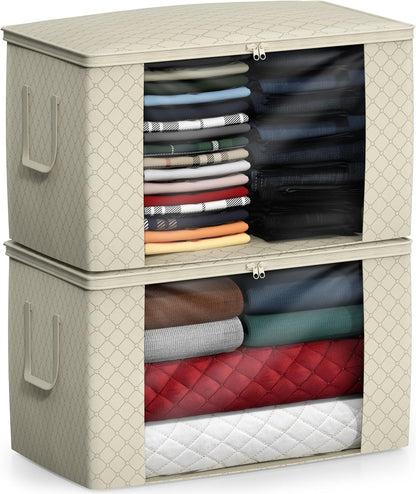 Foldable Storage Bag Organizers, 3 Sections, Great for Clothes, Blankets, Closets, Bedrooms, and More